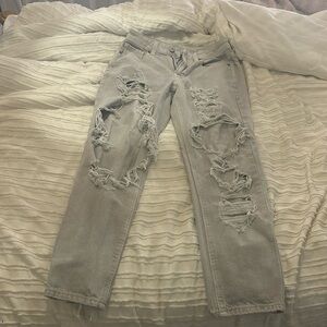 grey american eagle high rise jeans
